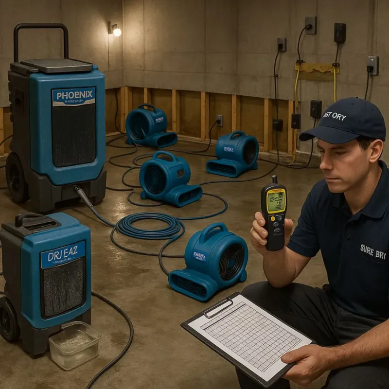 Structural Drying and Dehumidification process in Dobson, NC